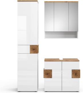 Vicco Badmöbel-Set Badezimmer-Möbel Bad-Schrank Eden Weiß Artisan modern Badezimmerschrank Waschbeckenunterschrank Spiegelschrank Hochschrank Schranktür Schrankfach