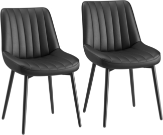 COLAMY Esszimmerstühle 2er Set aus technischem Stoff – Gepolsterte Stühle für Esszimmer & Küche mit Metallbeinen, Dickem Sitzpolster & Rutschfesten Füßen, Schwarz