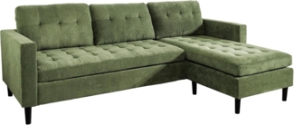 riess-ambiente Ecksofa STOCKHOLM 220cm grün · Couch mit Cordbezug und Federkern, Einzelartikel 1 Teile, 3-Sitzer in L-Form · inkl. Kissen · Ottomane rechts & links · Retro
