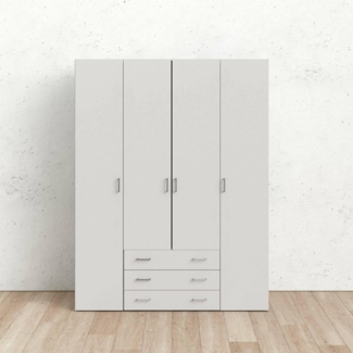 Dmora - Großer Kleiderschrank Francine, Schlafzimmermöbel, Schrank, Garderobe, 154x50 h200 cm, Weiß