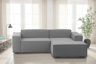 Talamo Italia - Sofa mit Halbinsel Lidia, modulares Sofa mit rechter Chaiselongue, modernes Stoffsofa, 100 % Made in Italy, 240 x 170 x 70 cm, Grau