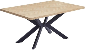 HOME DELUXE Esstisch Eckig AVENCIA inkl. Sternfuß -160 x 100 cm Fishbone Oak