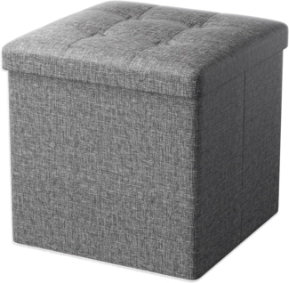 Oak & Tea Sitzhocker mit Stauraum, Hocker mit Stauraum, Sitzwürfel Klappbar, Aufbewahrungsbox Hocker, Kleine Sitzbank, Ottomane Sofa Fußhocker, für Wohnzimmer, Schlafzimmer, 30 x 30 x 30 cm, Grau