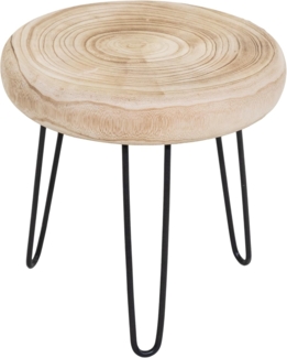 Spetebo Blumenhocker Holz Pflanzenständer natur mit 3 Beinen - 32 cm (Anzahl, 1 St, Stück), massive Holzplatte mit Metall Gestell