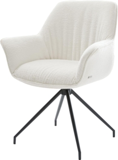 Esszimmerstuhl Keila-Flex mit Armlehnen Bouclé Soft Beige Kreuzgestell konisch Schwarz