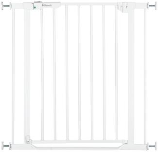 hauck Treppenschutzgitter Türschutzgitter Clear Step Autoclose 2 für Breiten 75-80 cm Ultra Flache Schwelle, Automatischer Schließmechanismus, ohne Bohren, Einhändiges Öffnen, Metall (White)