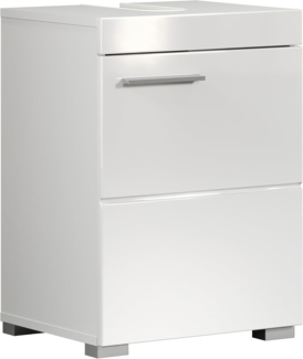 trendteam smart living – Amanda – Waschbeckenunterschrank – Weiß/Weiß Hochglanz – 1 Tür, 1 Einlegeboden – (BxHxT) 40 x 56 x 34 cm – Kratzfest & pflegeleicht