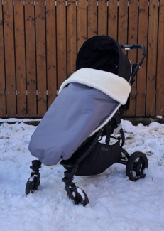 Wasserdichte, warme Decke für den Kinderwagen, Buggy, Jogger (Grau/Merinowolle)