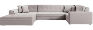 Designer Sofa Velio mit Schlaffunktion Stoff Beige Links