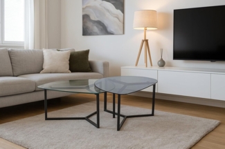 Couchtisch-Set (2tlg.), Tischset, mit Glasplatten