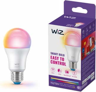 WiZ Smart LED A60-Lampe, Color und Tunable White, E27-Sockel, äquivalent 100 W, 2200–6500 K, 1521 Lumen, dimmbar, funktioniert mit Alexa, Google Assistant, und Apple HomeKit, 1er Pack