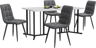 Odikalo Esszimmer-Set Essgruppe Set Esstisch+Stuhl (1+4)4 Samt Stuhl Spleißen MDF Esstisch