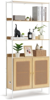 VEVOR Rattan Bücherregal mit 2 Türen, freistehendes offenes Bücherregal, Aufbewahrungsregal Ausstellungsregal ideal für Bibliothek Konferenzraum Büro Arbeitszimmer (20 kg belastbar pro Regal)