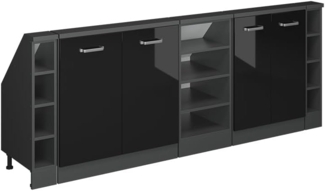 Dachschrägenschrank-Set Rion Schwarz Hochglanz/Anthrazit 5er Set Vicco