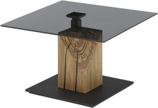 freiraum Couchtisch BALSTA, höhenverstellbar, Rollen, Eiche / schwarz / Glas - 70x45/63x70 (BxHxT)