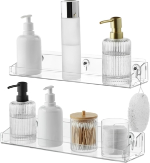 Navaris Wandregal Acryl Schweberegal - 2x Regale - Badezimmer Regal ohne Bohren - Regal, 2-tlg.