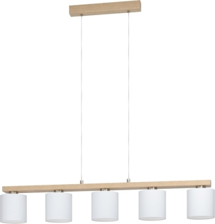 Eglo 98591 Pendelleuchte CASTRALVO nickel-matt, braun weiß E27 5X28W L:121cm B:15cm H:110cm dimmbar