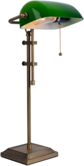 LED Bankerlampe Tischlampe, grün, messing, höhenverstellbar, H 56 cm