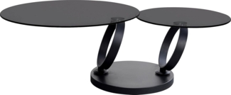 Kare Design Couchtisch Beverly Smoke, Schwarz, Beistelltisch, Glas Tischplatte, Stahlgestell, Drehbar, Wohnzimmer, 42 x 132 x 80 cm