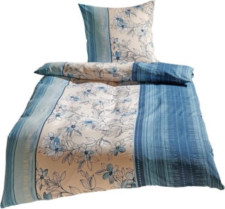 Traumschlaf Soft-Touch Mikrofaser Bettwäsche Fiori blau|200x200 cm + 2x 80x80 cm