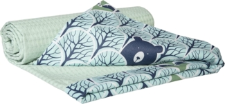 Medi Partners Babydecken Baby 100% Baumwolle Krabbeldecke Babydecke 75x100 cm doppelseitig Kinderbett Waffle Kuscheldecke Kinderwagen (Wald mit Minzer Waffle)