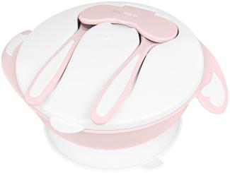 Kikkaboo Kinder 4 in 1 Schüssel-Set Löffel Gabel Teller Deckel Schüssel 700 ml pink