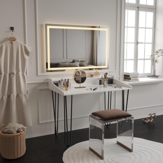 Schminktisch Sannar Weiß 110 cm mit LED-Spiegel Vicco