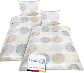 Beautissu Bettwäsche 4tlg Josi Beige 220cm, 155cm
