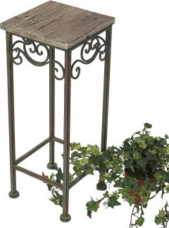 DanDiBo Blumenhocker Metall Eckig 56 cm Blumenständer 11134 Beistelltisch Pflanzenständer Holzablage Blumensäule