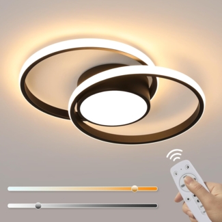 Comely LED Deckenleuchte Dimmbar Schwarz 40CM, 40W 4500LM Deckenlampe Rund Modern, Wohnzimmerlmpe mit Fernbedienung 3000K-6500K für Küche Flur Schlafzimmer Badezimmer