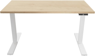 Höhenverstellbarer Schreibtisch E-WonderTech, EWT1608014, Platte 014 ahorn, Gestell 396 weiß, H 630-1280 x B 1600 x T 800