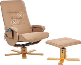 Massagestuhl RELAXPRO mit Fußstütze Kunstleder Hellbraun