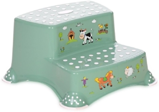 Lorelli zweistufiger Kinder Badhocker, Tritthocker rutschfest, Gummi-Noppen dunkelgrün