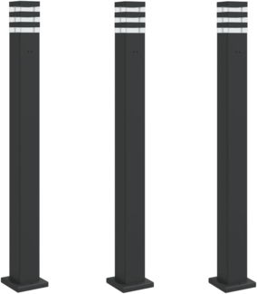 vidaXL Wegeleuchten mit Steckdose 3 Stk. Schwarz 110 cm Aluminium 4006410