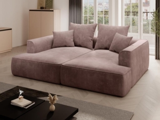 Vente-unique - Sofa 3-Sitzer - tiefe Komfortsitzfläche - Cord - Rosa - PINETA