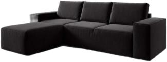 Designer Sofa Solaris mit Schlaffunktion und Stauraum Schwarz Links