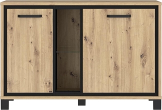 FORTE Trondheim Kommode, Holzwerkstoff, Schwarz/Braun, 120,4 x 81,3 x 41,5 cm