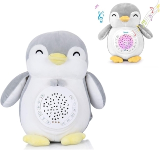 Chipolino Musik Plüschtier Pinguin, Projektor, 12 verschiedene Melodien, Timer grau