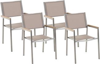 Set mit 4 Stühlen Stapelbar Edelstahl Beige GROSSETO