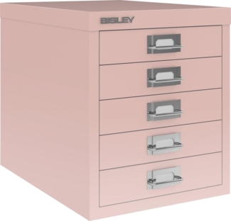 Bisley Schubladenschrank aus Metall für DIN A4 in pastellpink Schrank mit 5 Schubladen Büroschrank Werkzeugschrank, L125-620