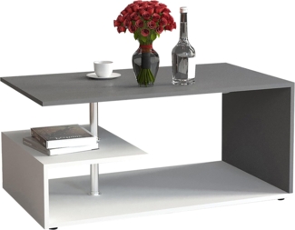VCM Beistelltisch & Couchtisch Maliso 919384 Weiß / Anthrazit H. 42 x B. 91 x T. 53 cm