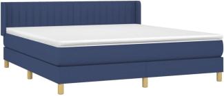 Boxspringbett mit Matratze Blau 160x200 cm Stoff (Farbe: Blau)