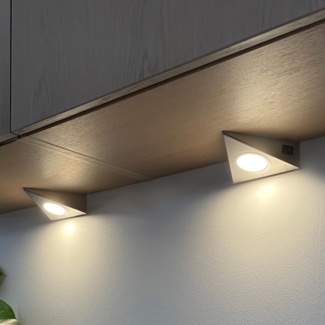 Loevschall Unterschrankleuchte Emerald Kit Unterbauleuchte LED Lampe 230V, Set in versch. Varianten, Ein-/Ausschalter, LED fest integriert, Tageslichtweiß, Küche, weißlicht, einfache Montage, integriertem Schalter, Edelstahl