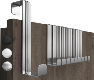 4smile Türhaken zum Einhängen, Fb. Silber - 10er-Set Edelstahl Kleiderhaken Tür, einzeln verwendbar - Flexible Haken zum Einhängen, stabile Türhakenleiste, universelle Türgarderobe