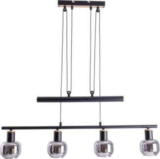näve Pendelleuchte Fumoso, Leuchtmittel wechselbar, ohne Leuchtmittel, 4er Pendelbalkenleuchte,excl. 4x E14 max. 40 W,Glas: dunkel getönt