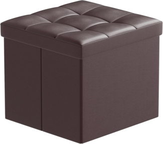 BRIAN & DANY Sitzhocker faltbar Sitzbank Kunstleder Aufbewahrungsbox mit Stauraum, Braun, 38 x 38 x 38 cm