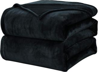 WAVVE Kuscheldecke Flauschig Decke Fleecedecke - Sofadecke Klein Wohndecke Couchdecke, Decke Sofa Weich Schwarz, Leicht Sofaüberwurf 130x150 cm