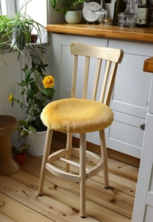 Lammfell Sitzkissen Ø 40 cm Gelb