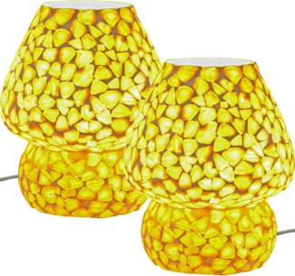 Marrakesch Orient & Mediterran Interior Nachttischlampe 2er Set Boho Deko Tischlampe Nachtischlampe aus Muscheln Mosaik -2-, Handarbeit