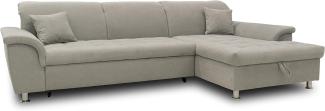 DOMO Collection Ecksofa Franzi, Couch in L-Form mit Schlaffunktion und Bettkasten, Sofa Eckcouch mit Rückenfunktion 281 x 170 x 81 cm, Polsterecke in hellgrau